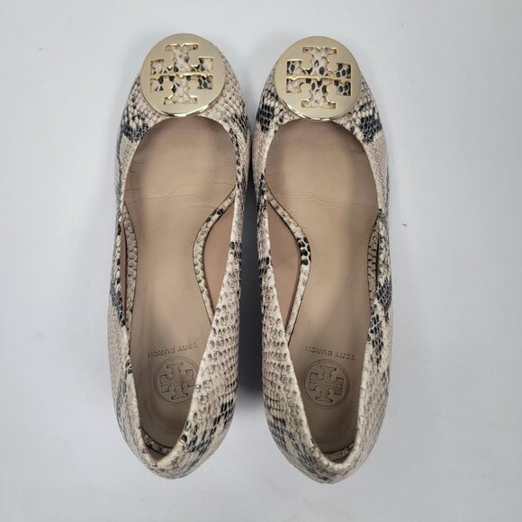 Tory Burch Snakeskin Print Wedge Heels US Size 9M - Picture 5 of 9